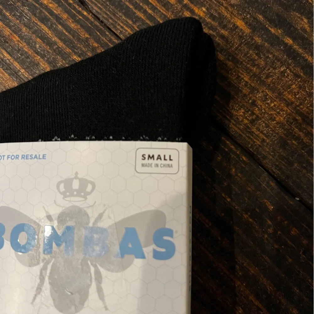 4 Bombas Black Calf Socks Small Youth 9-4 Women’s 4-7.5